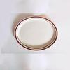 Abay Hand-Painted Bone China Oval Plate with Brown Rim