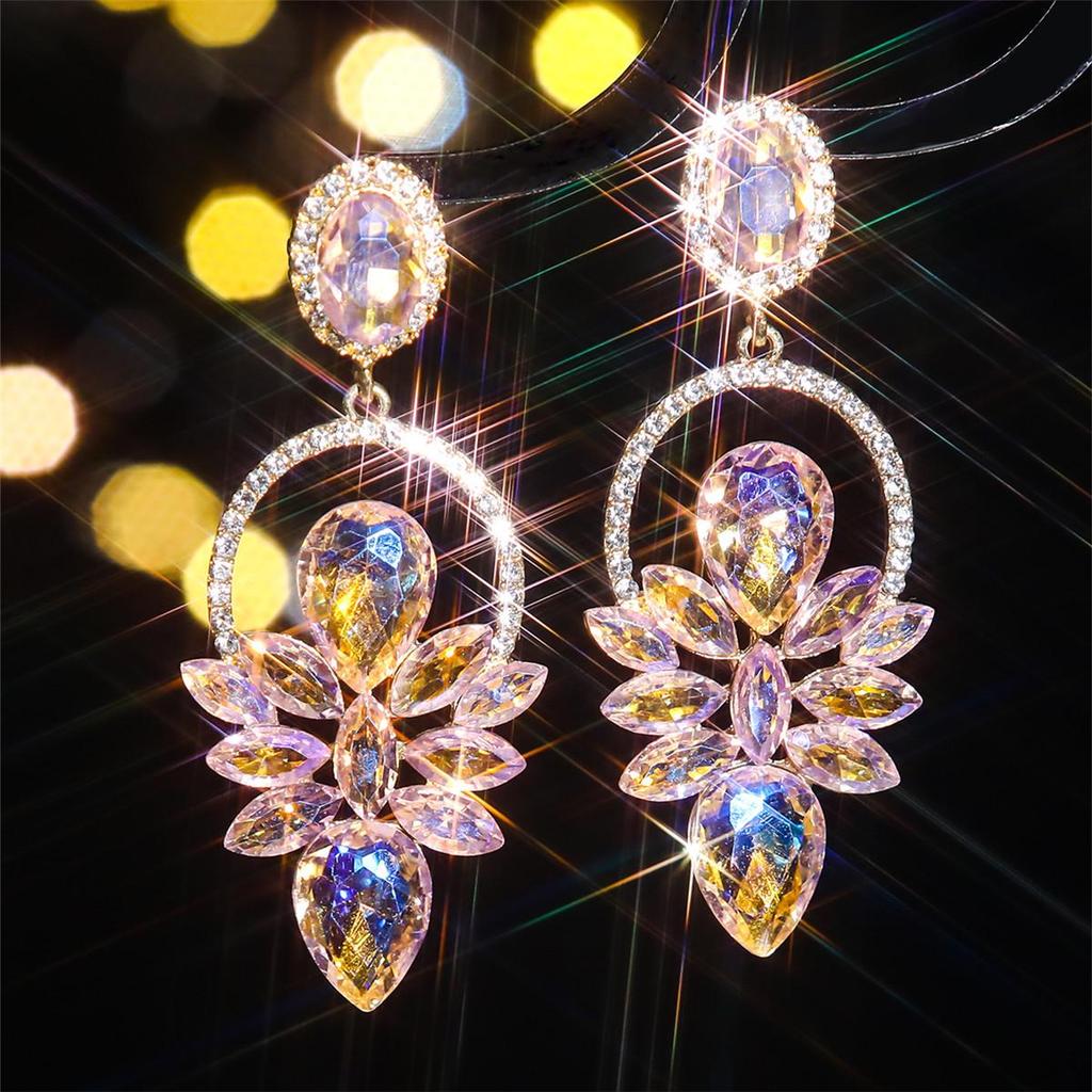 Europeiske og amerikanske høykvalitets fargerike glassrhinestone statement-øredobber for kvinner