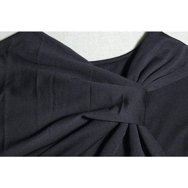 Women's Tight Crew Neck Dress Solid Color Single Sleeve Kinky Skirt Street Hipster Pullover Irregular Dress