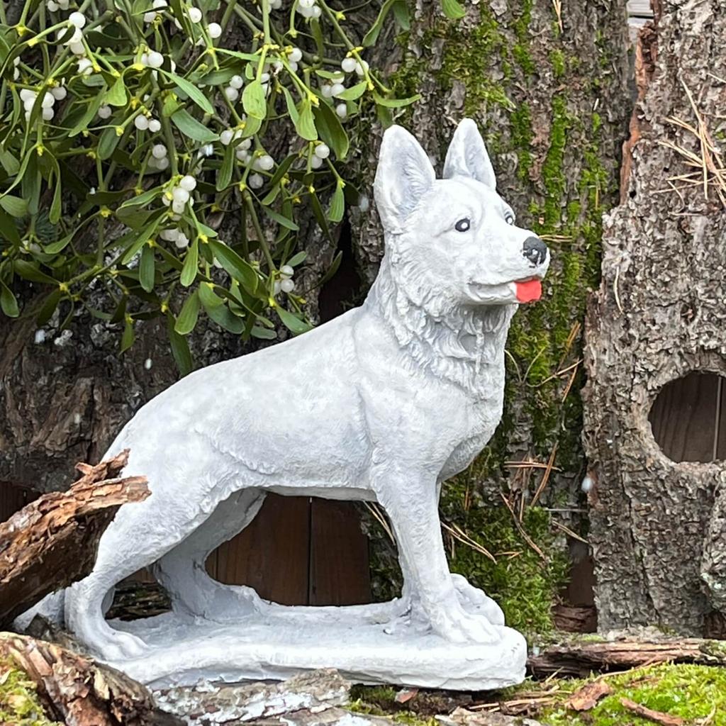 Garden figurine young shepherd dog - concrete dog