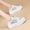 Mesh Breathable White Shoes for Women Spring Thick-soled Platform Thin Casual Shoes Color Matching Lace Sneakers