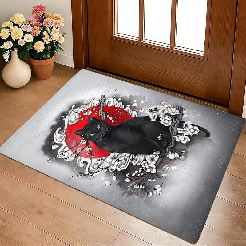 Black Cat Living Room Nonslip Area Rug Soft Carpet For Bedroom Game Playroom Sofa Office Home Decor Doormat Christmas Gift C9301235