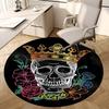 1pc Skull with Crown and Flowers Round Carpet, Perfect for Decorating Chairs, Living Rooms, Or Bedrooms, for Living Room.127