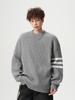 Men's Autumn/Winter High-End Trendy Three-Stripe Round-Neck Knit Sweater Jacket