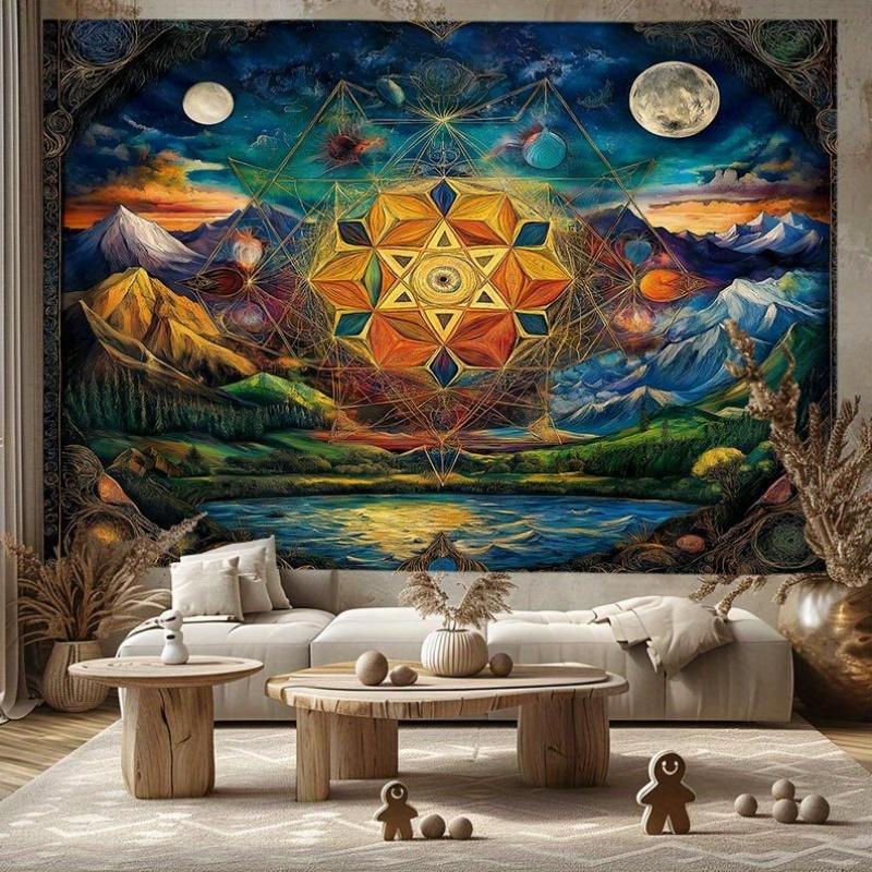 

Mantra Yoga Meditation Digital printing polyester wall hanging tapestry decorative Living room bedrooms Office background gift 74x94cm(29x37in)