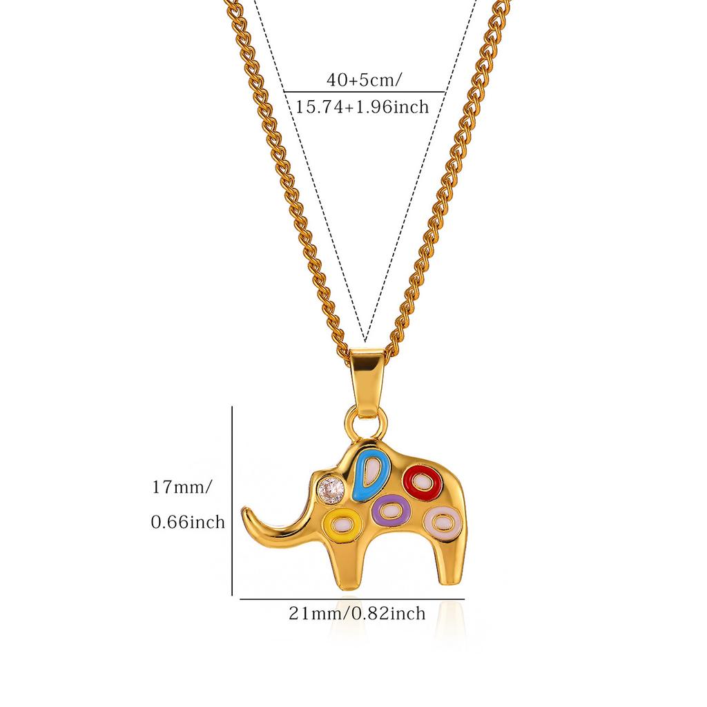 Colorful Dropping Oil Elephant Necklaces For Women Girls Cute Enamel Animal Charm Choker Gold Color Jewelry Christmas Party Gift