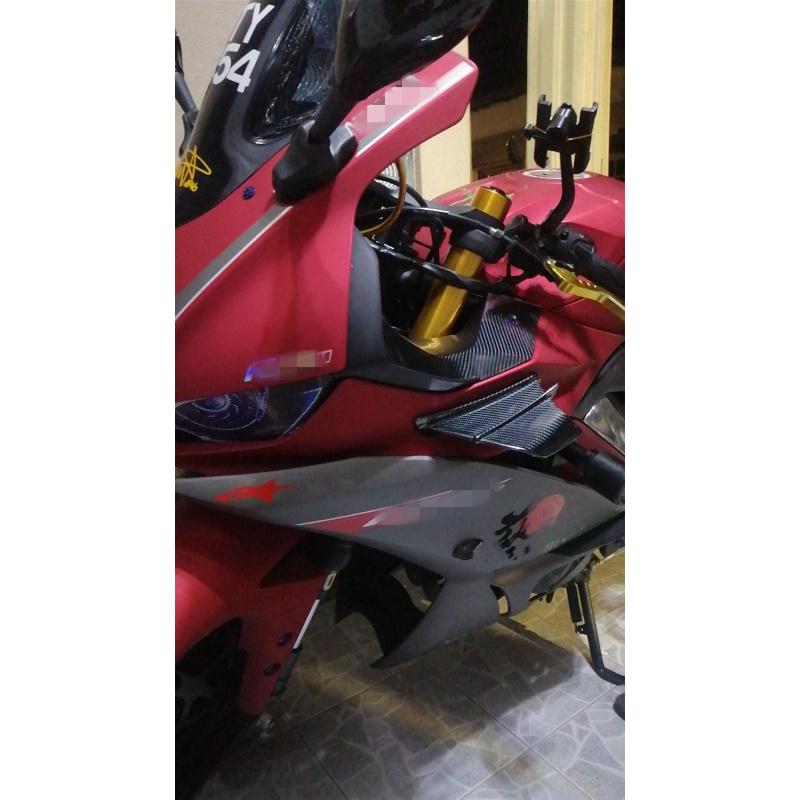 Pair Motorcycle Carbon Fiber Look Winglets Fin Spoiler Trim Cover Air Deflector
