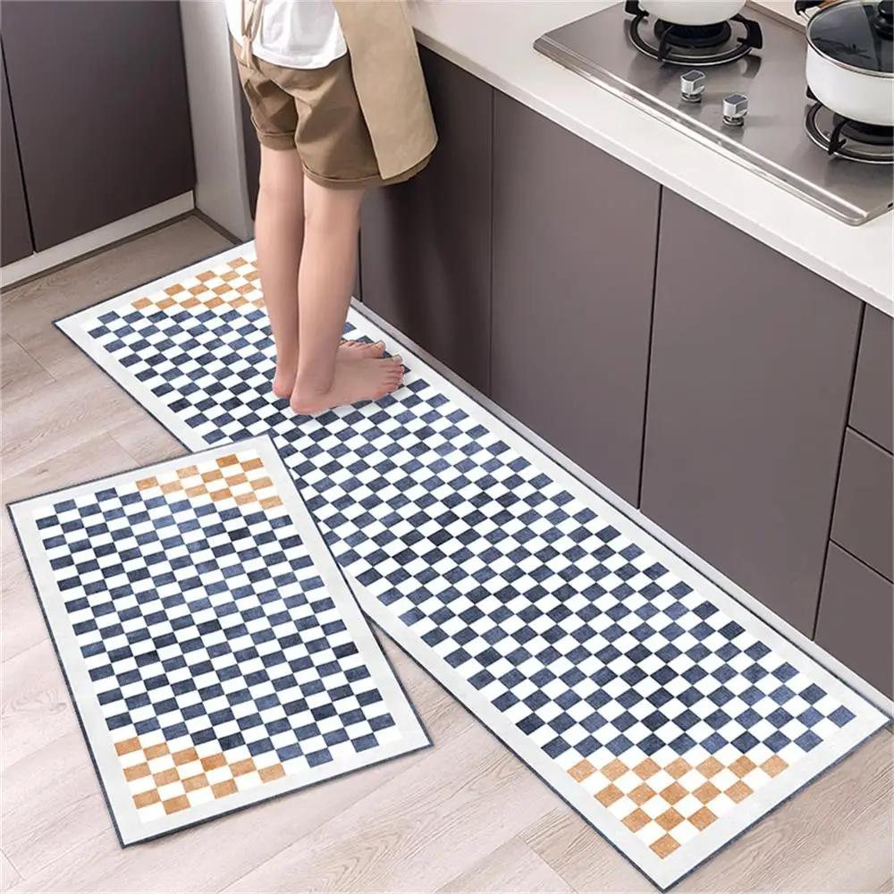 Tapis de sol de cuisine, chambre à coucher, salon, long tapis de chevet, couloir, doux, lavable, antidérapant, paillasson d'entrée de salle de bain