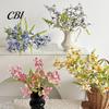 Silk Flowers for Wedding Arrangements Artificial Small Cymbidium Flowers, Faux Long Stem Fake Realistic Fresh Style Botanical Decor Home Table