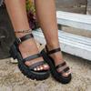Woman Sandals 2025 Luxury New Thick Sole Sandals Wrap Toe Hollow Outs Roman Shoes Women ver Platform Shoes Woman