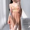 Spring and Summer Japanese Sweet Suspender Nightgown Women's Sexy Thin Suspender Ice Silk Nightdress Pure Desire Style Nightgown Long Sleeve