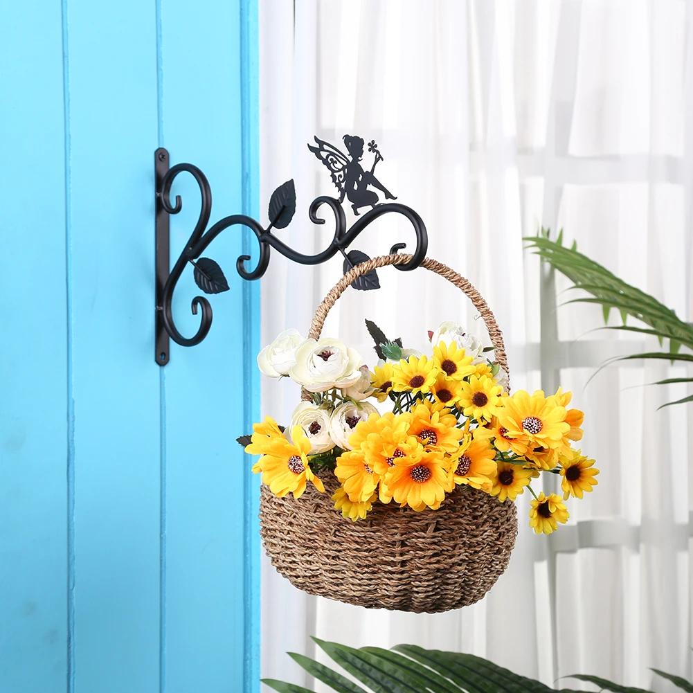 Uchwyty na doniczki do roślin, wiszący kosz na doniczki, uchwyt na kosze na kwiaty, rustykalny styl, metalowy wieszak, szeroka podstawa, odporny na warunki atmosferyczne, do roślin