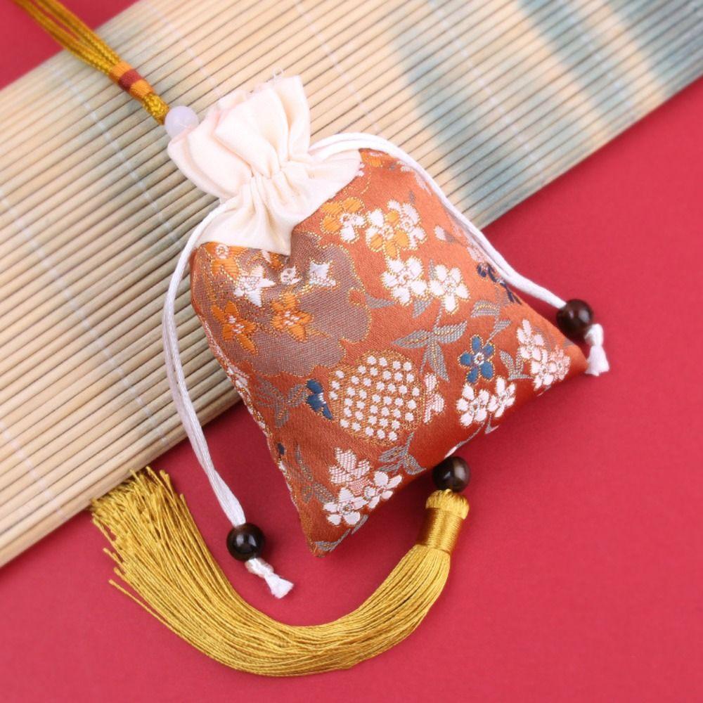Mini Coin Purse Flower Tassel Drawstring Bag Beaded Chinese Style Sachet Bag  Outdoor