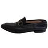 Gancini Leather Loafers Black Leather Mens Used
