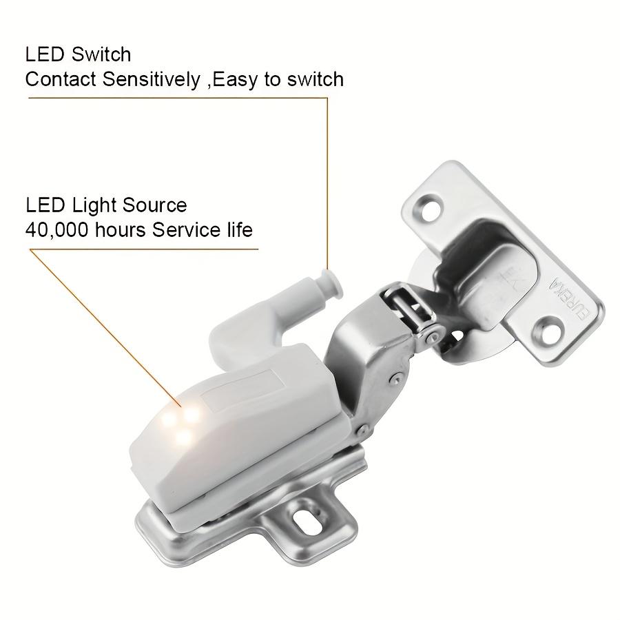 10pcs Auto-On LED Hinge Light Semi-Recessed Battery-Operated Under-Cabinet Lighting for Home Office Wardrobe Kitchen Closet Lamp