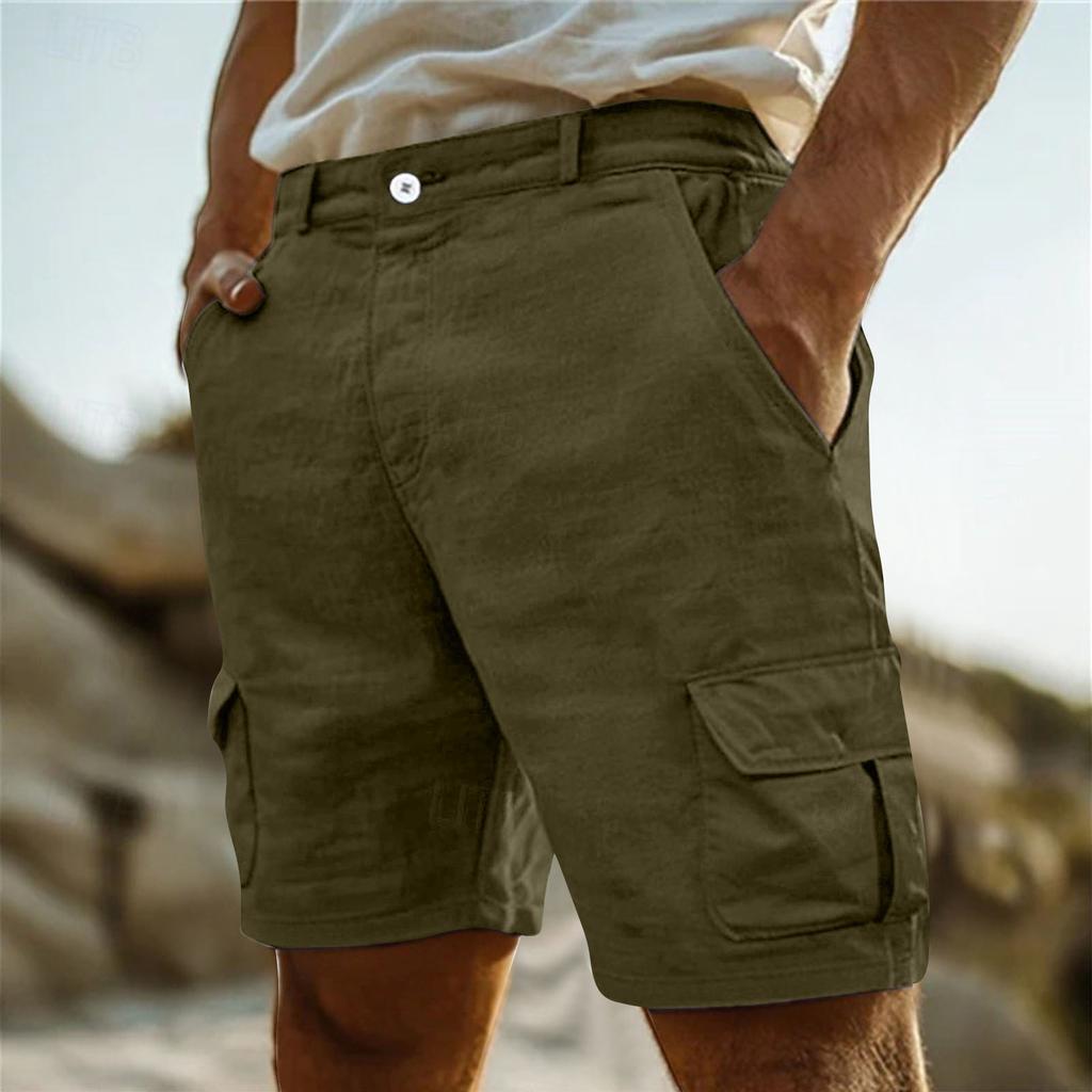 Men's Multi-pocket Work Pants Straight Five-inch Pants