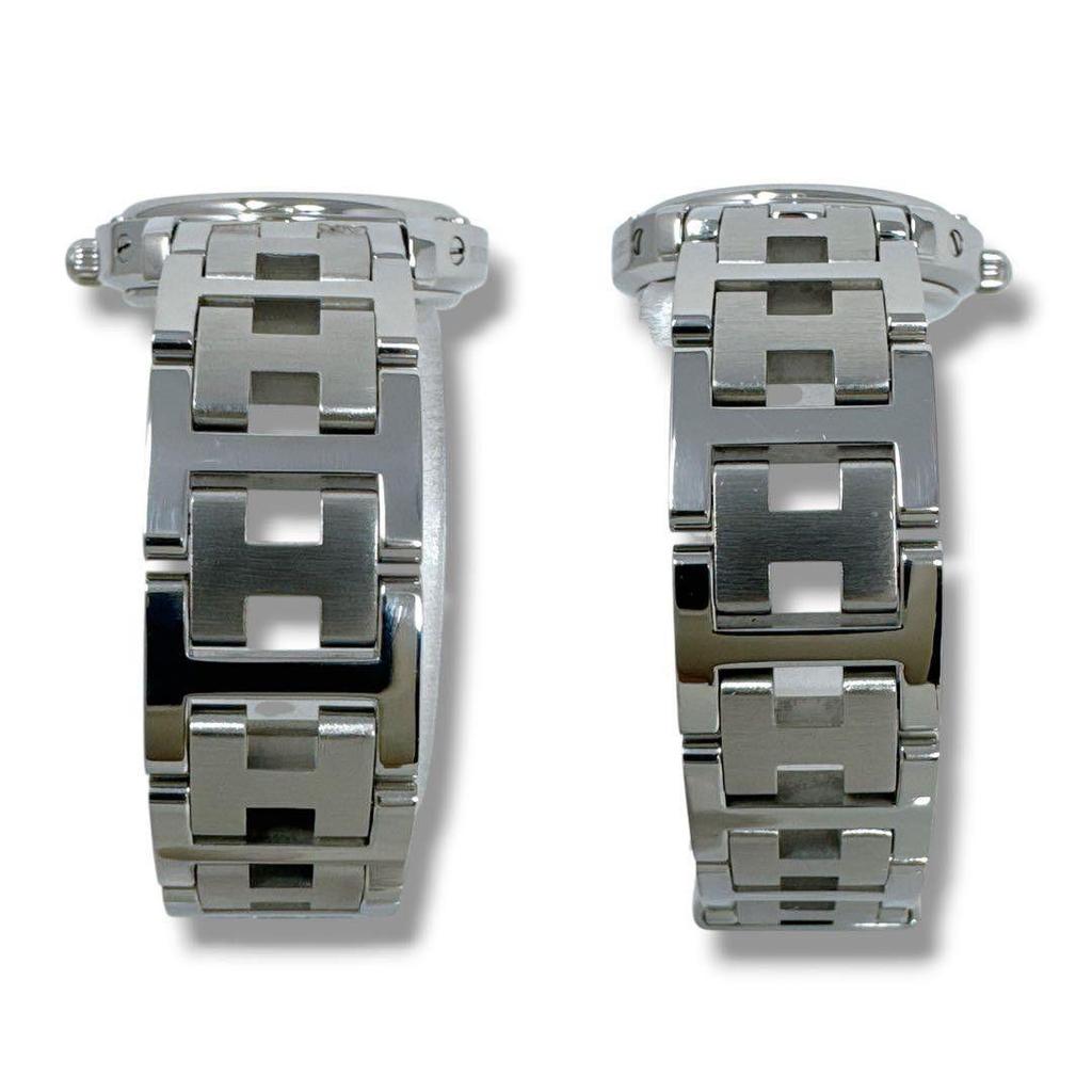 Used Hermes Clipper CL4.210 Navy Quartz Ladies Watch Good Condition HERMES D Buckle Date Brand Operation