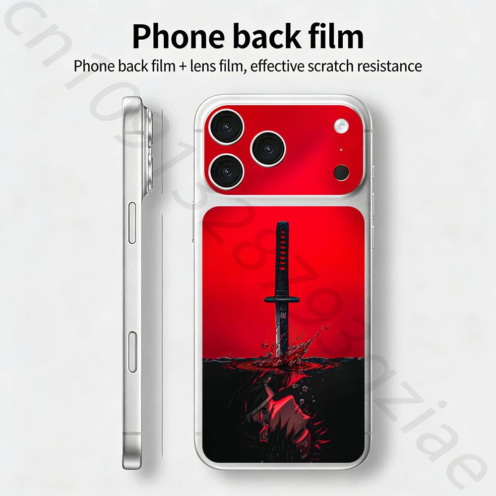 Japanese Bushido Samurai For iPhone 17 pro Max /17 pro Full Cover Decal Skin Wrap 3D Colorful Rear Protective Sticker Film