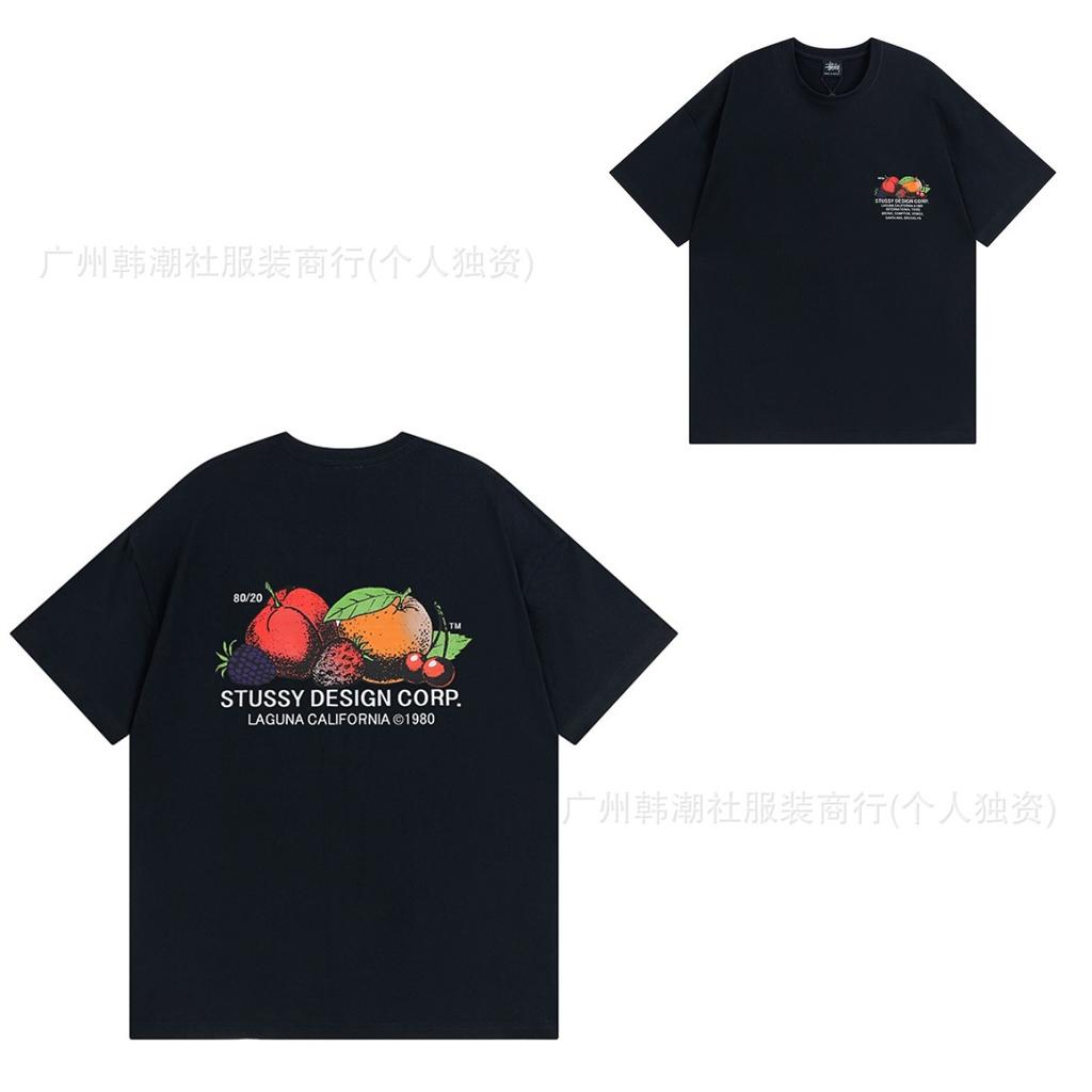 [2] American trendy brand short-sleeved t-shirt black and white collection printed short-sleeved t-shirt casual couple men and women of the same style