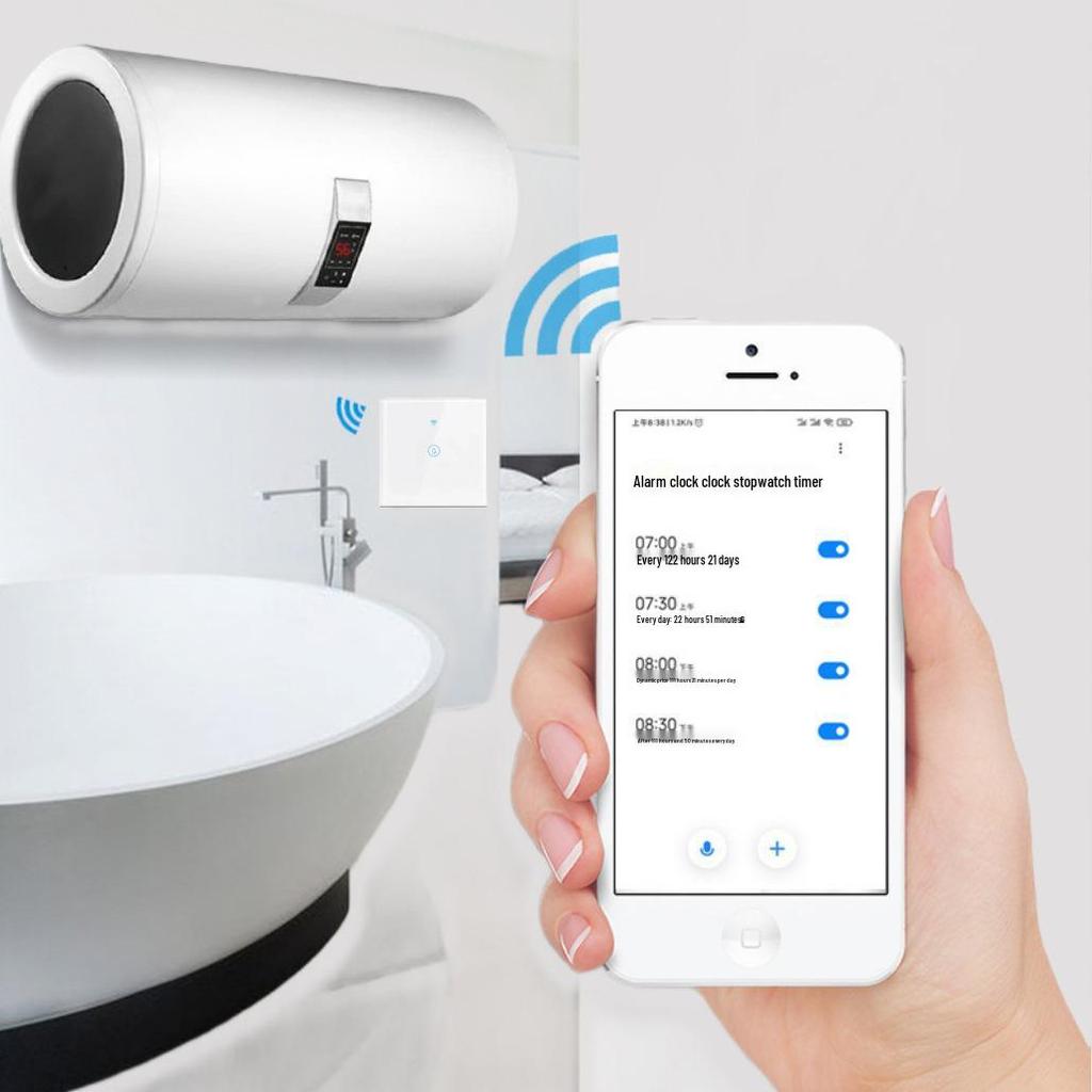 Graffiti Smart Touch WiFi Switch for Water Heater & AC, Voice-Controlled, European Standard, 40A High Power.