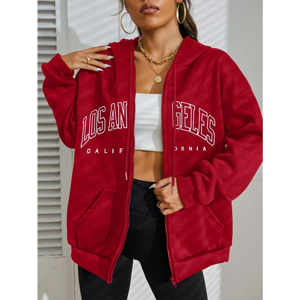 

Лос-Анджелес Искусство Письмо Женские Толстовки на Молнии Хип-Хоп Флис Уличная Одежда Удобная Женская Одежда Спортивная Одежда 3XL