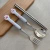 Cat Paw Cute Portable Cutlery: Stainless Steel Dessert Spoon, Fork & Chopsticks Set