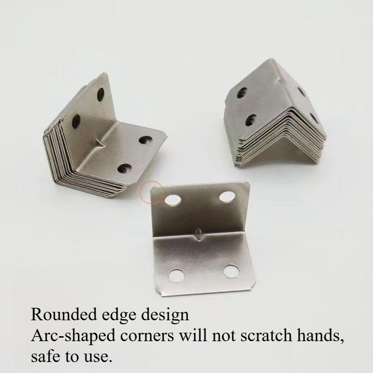 10 Corner Brackets + 60 Thickened Corner Brackets Stainless Steel Right-angle Fasteners, for Fixing Tables, Chairs, Wooden Beds, 90-degree Connection.
