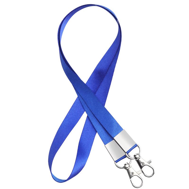 Double Hook ID Badge Lanyard with Double Buckle and Dual Clip Holder