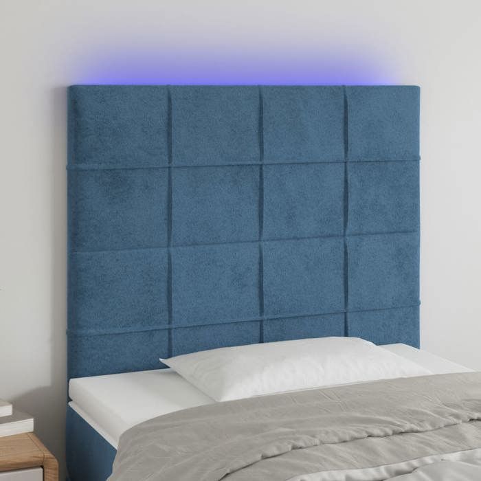 VidaXL Tête de Lit à LED Meuble de Chambre à Coucher Accessoire de Lit Simple Tête de Cadre de Lit Intérieur Bleu Foncé 3122464
