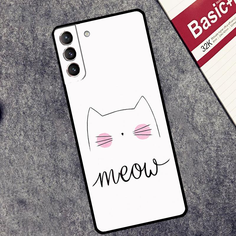 Black Cat Face Kitty Case For Samsung Galaxy S25 S26 Ultra S20 S21 S22 S23 S10 Plus S25 FE S24 Ultra Cover Coque