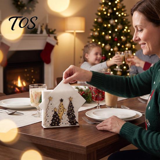 Bauernhaus Schreibtisch Taschentuchhalter Weihnachtsbaum Serviette für Tische, Rustikales Holz Cocktail Feiertags Küchenzubehör Spender, Stehend Theke,