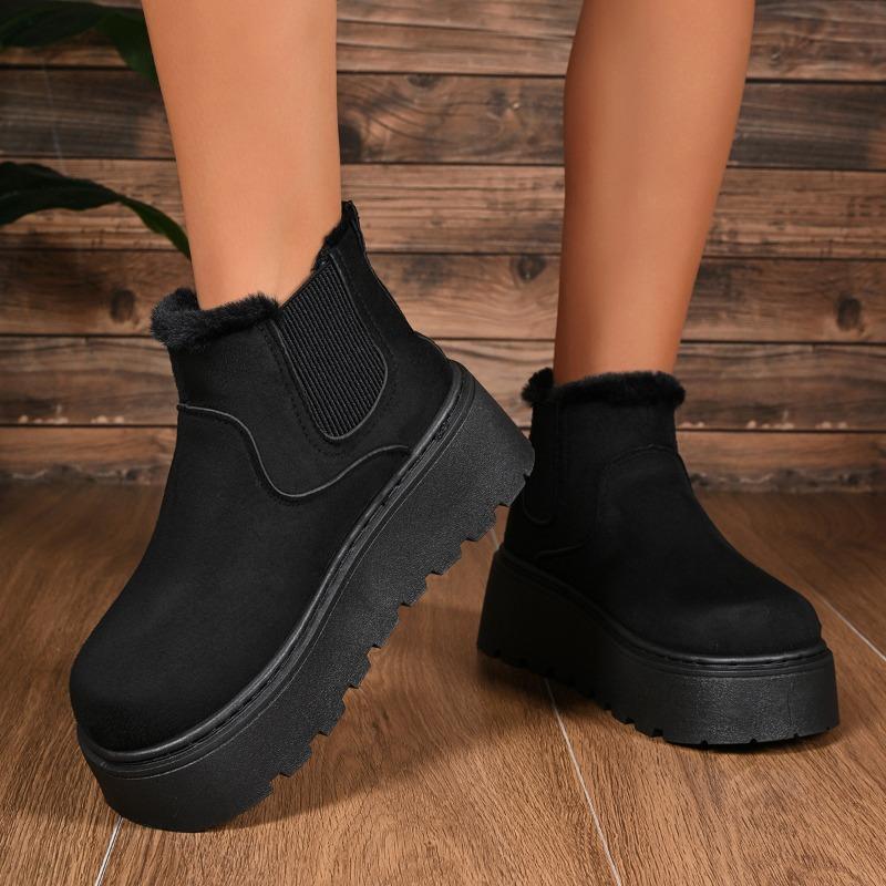 Nowe bawełniane buty na grubej podeszwie dla kobiet, ocieplane i z polaru, modne i para śniegowców