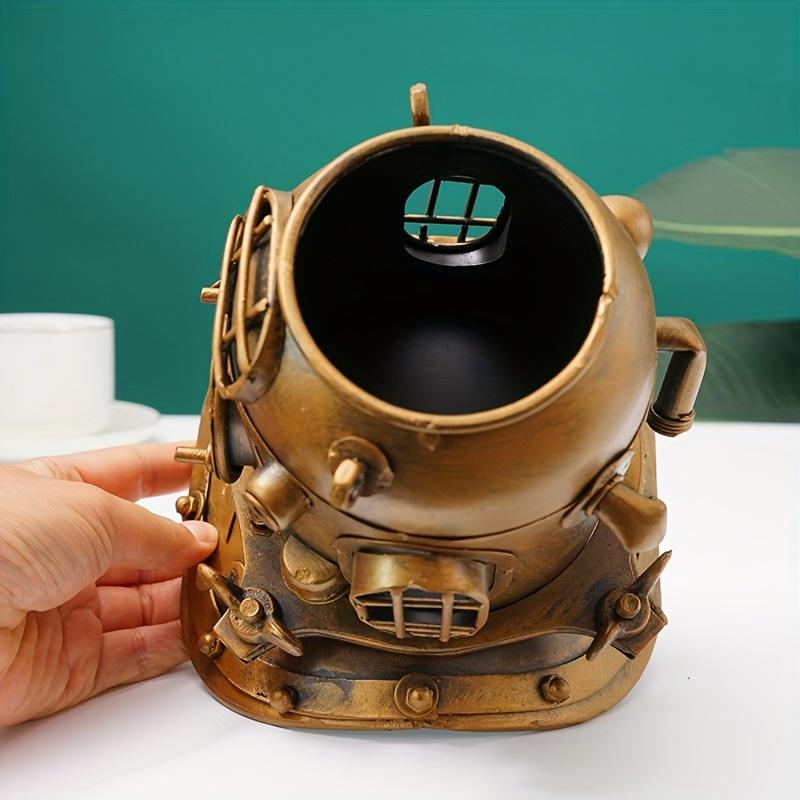 Vintage Steampunk Iron Helmet Pen Holder,Industrial Style Metal Decor for Home, Bedroom, or Office, Perfect for Christmas, Halloween, Easter, Hanukkah