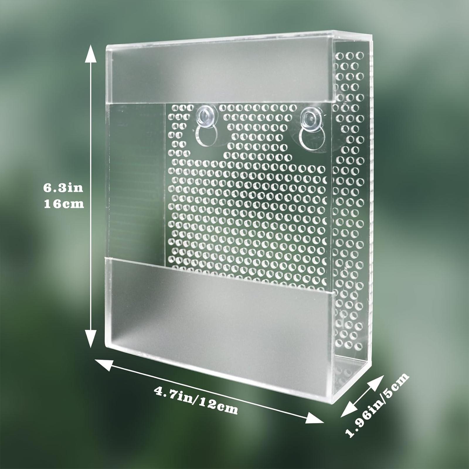Wall Mounted Acrylic Reptile Feeder Transparent Feeding Box with Suction Cups for Gecko Lizard Bearded Dragon Feeding Supplies