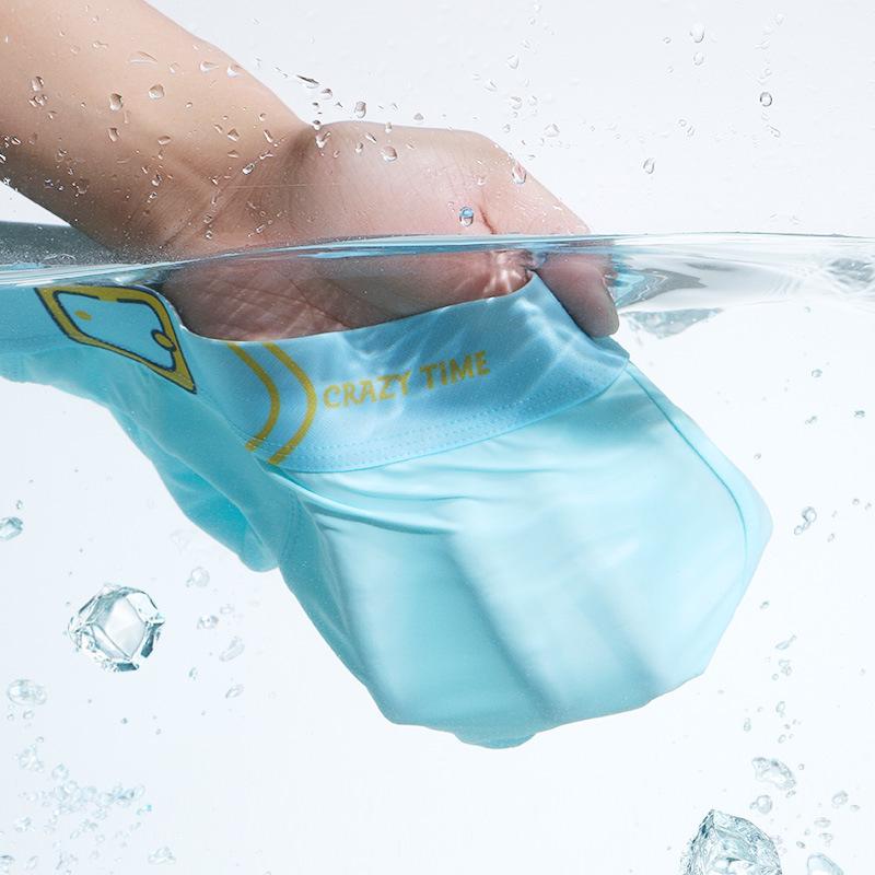 New Men's Summer Breathable Ice Silk Boxer Briefs Mid-Waist Underpants