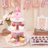3 Layers Watercolor Princess Cupcake Stand Cardboard Castle Shape Cake Stand for Baby Anniversary Birthday Tea Party Supplies