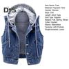 Fall Spring Lady Denim Coat Single-breasted Sleeveless Hooded Pockets Loose Jacket Drawstring Short Type Daily Wear Waistcoat