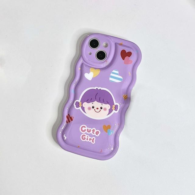 

Фиолетовый чехол-подставка для девочек с мультяшным сердечком Ins, чехол для телефона Iphone 11 12 13 Promax 14 Pro Max, милая задняя крышка, капа for iphone 11