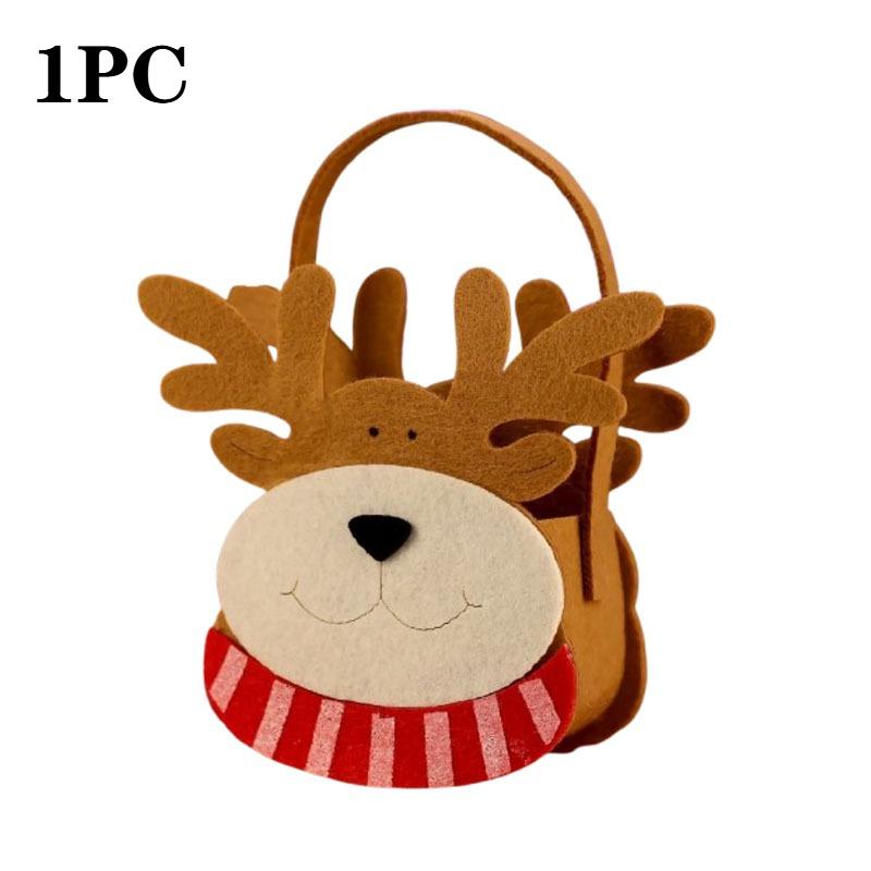 1-10PCS Christmas Felt Candy Bags Cartoon Apple Pouch Santa Sack Kids Gift Packaging Bag Xmas Tree Holiday Decoration