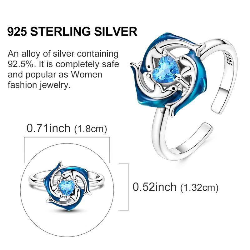 Original 925 Silver Rotatable Stars Sunflower Dolphin Open Rings for Women Girls Jewelry Birthday Anniversary Engagement Gifts
