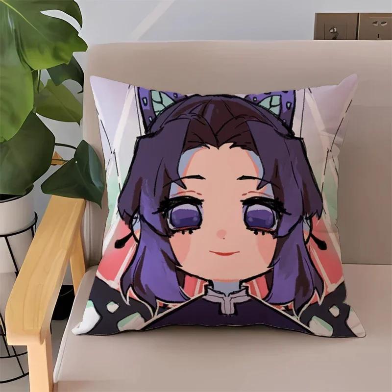 Pillowcase 45x45 Pillow Cases for Bed Anime Demon Slayer Children's Cushion Cover Double-sided Printing Couch Pillows Home Decor