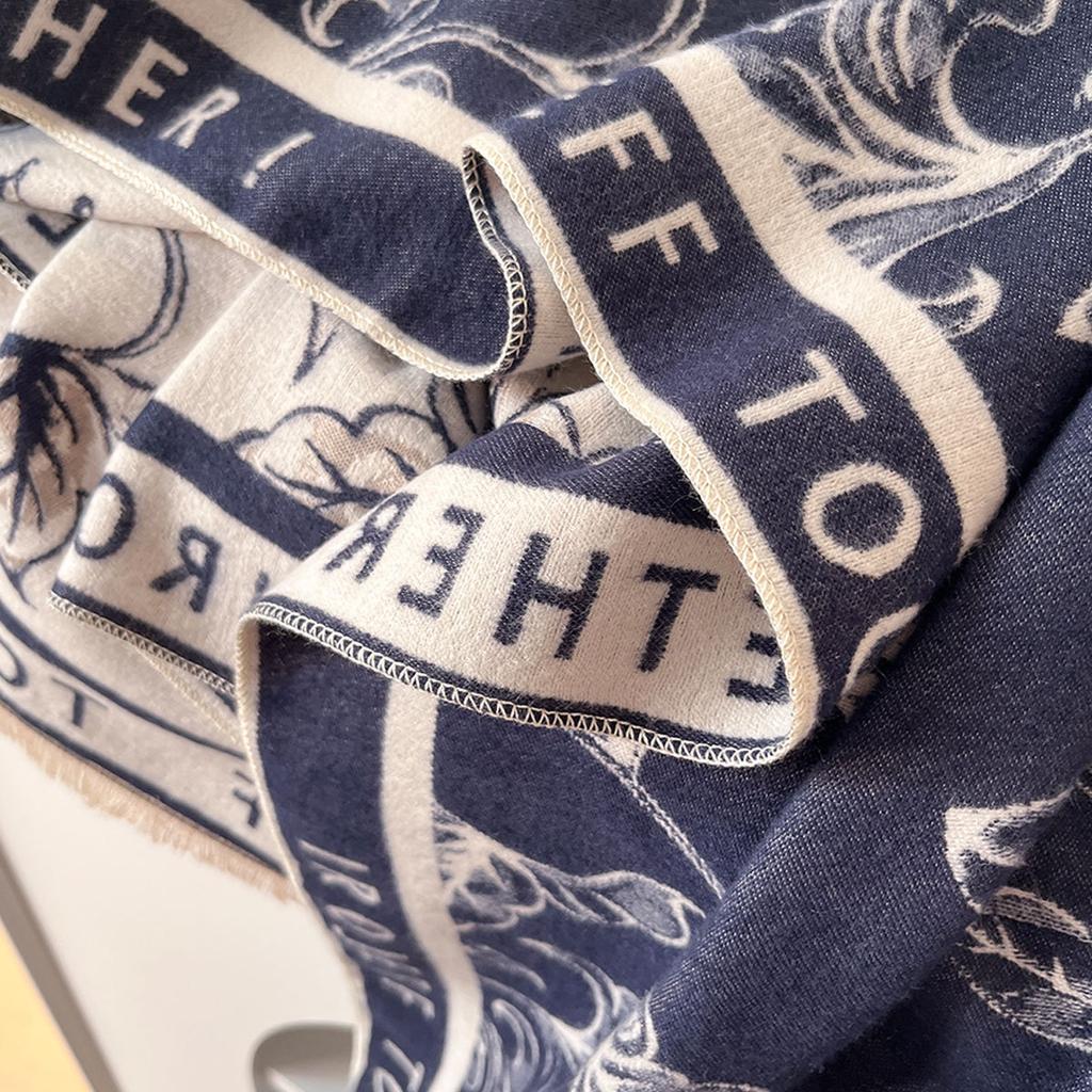 Light Luxury Alphabet Flower Scarf Women'S Autumn And Winter Air-Conditioned Room With Shawl Double-Sided Imitation Cashmere Warm Scarf