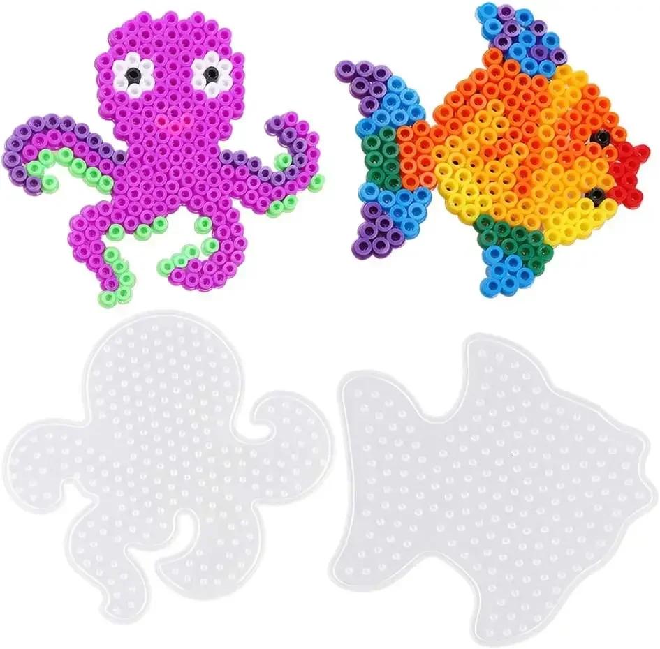 15 Pieces Fuse Beads Boards 5mm Clear Plastic Pegboards with Colorful Cards Kids Craft DIY Toys Perler Hama Beads Pixel Puzzle