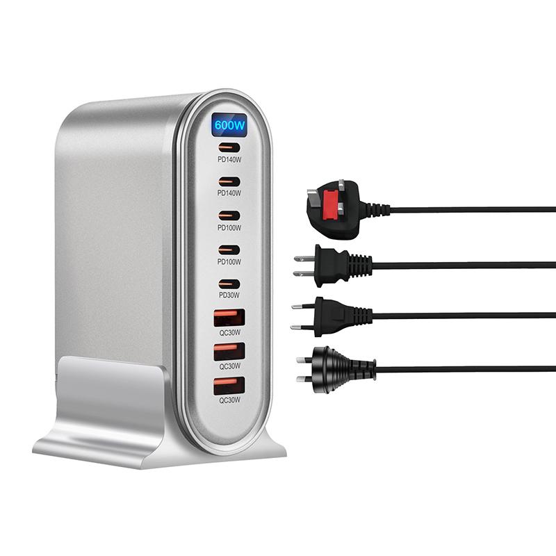 600W Gan Charger Hub Multi Ports Qc Pd Usb Type C Fast Charging Station Adapter For Iphone 16/15 Ipad Macbook Laptop Tablet