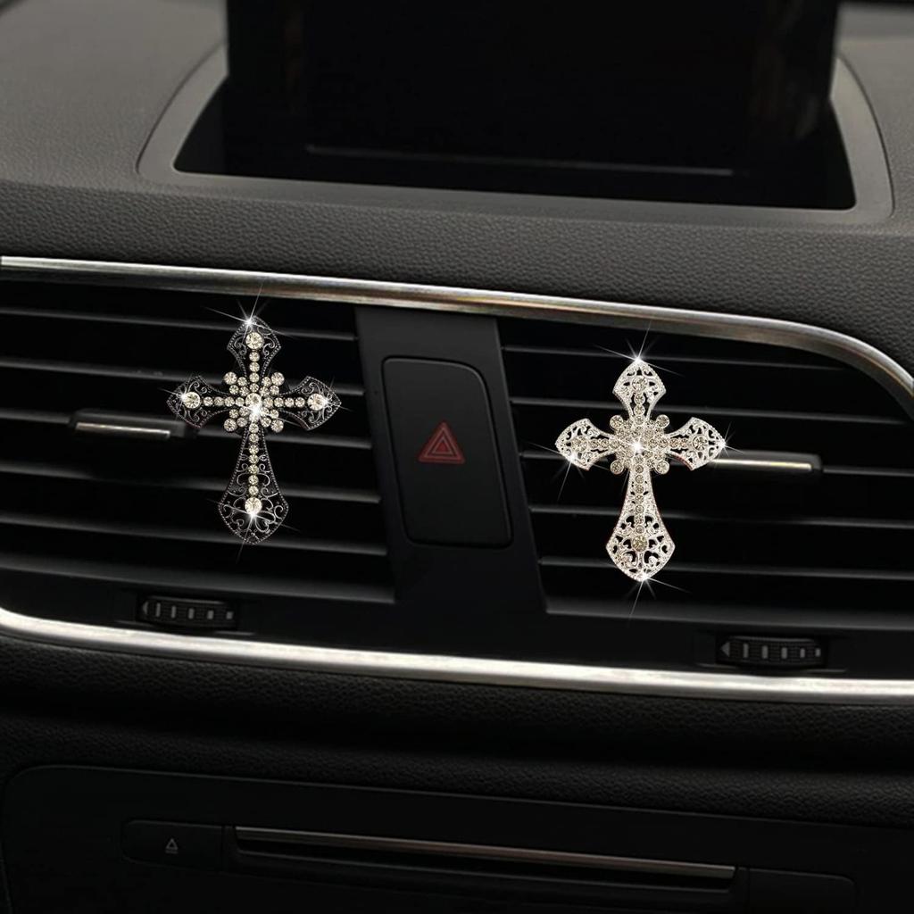 Bling Rhinestone Air Vent Clip with Car Freshener & Decoration,Cute Dash Decor Accessory