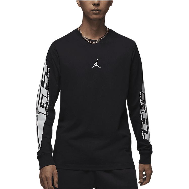 Jordan Sports Lifestyle Series Casual Crew Neck Long Sleeve T-Shirt Men Tops Black FZ1974-010