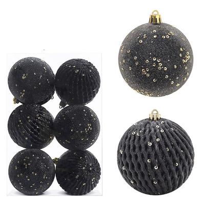 12pcs 8cm Sequin Christmas Balls Set Plastic Sparkling Painted Christmas Ball Gift Box DIY Crafts Christmas Tree Pendant