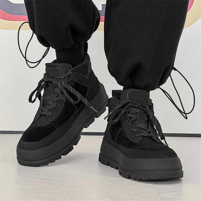 Fashion Casual Men's Shoes Fashion Designer Style Daily Trend Party Outdoor Street Office Youth High-quality Black Thick Soled Shoes
