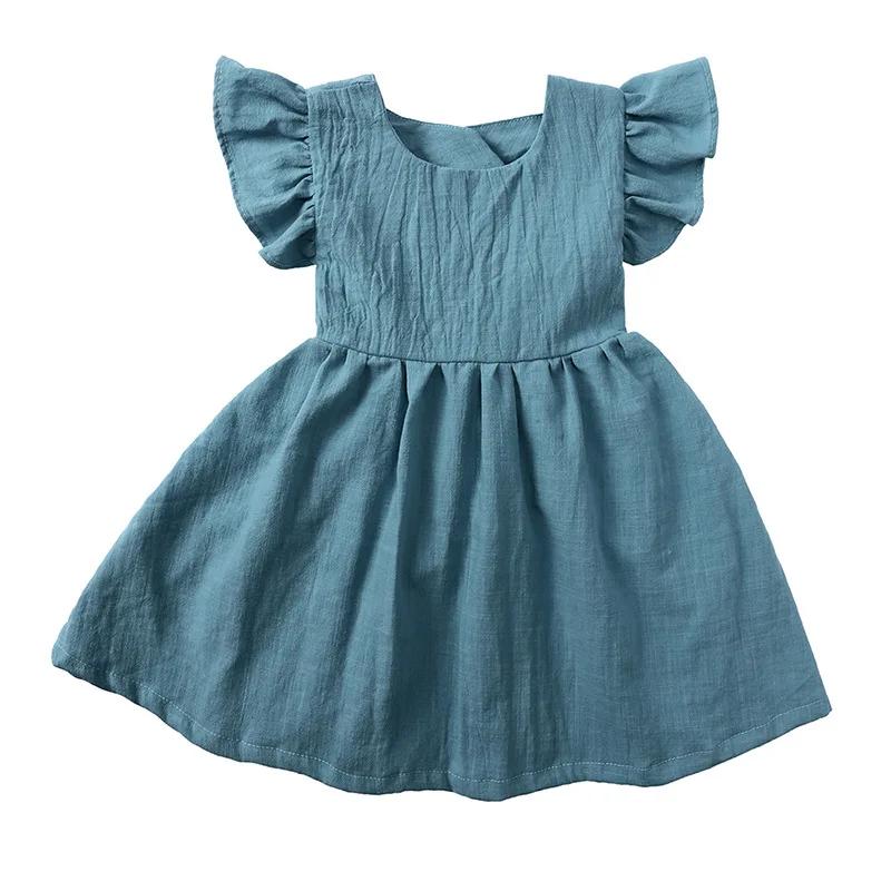 1 6 let Dívky Šaty s volánky Ležérní Bez rukávů Letní Outfit se zadním mašlí