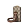 Gucci Oval Double G Leather Tag Canvas Mini Shoulder Crossbody Bag Women Handbags Beige Ebony 723129-92TCG-8563